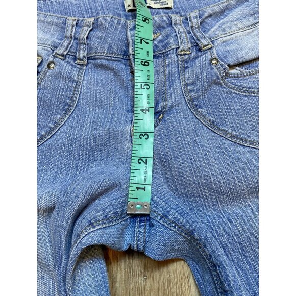 Y2K L.E.I. Ashley Lowrise Bootcut Jeans Junior 9 Blue Denim Stylish Rhinestone P - Picture 7 of 8